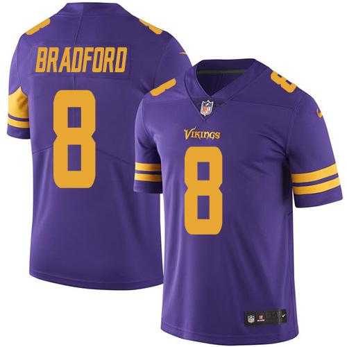Nike Men & Women & Youth Vikings 8 Sam Bradford Purple Color Rush Limited Jersey,We sell and wholesale Nike Men & Women & Youth Vikings 8 Sam Bradford Purple Color Rush Limited Jersey on line form chian!